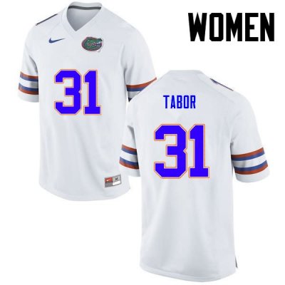 Women's Florida Gators #31 Teez Tabor NCAA Nike White Authentic Stitched College Football Jersey UKU0762XW